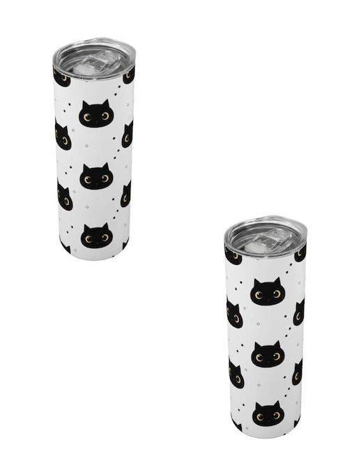 Set termo Tink de acero inoxidable Gatos con tapa a presión