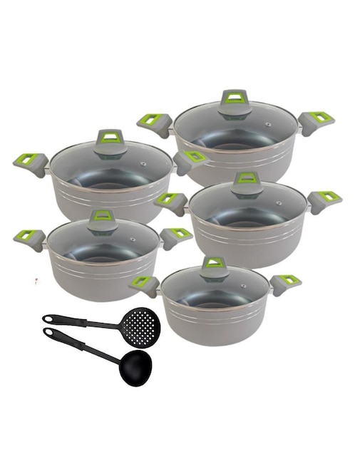 Batería de cocina RK1595GV de aluminio antiadherente minerales naturales 12 piezas