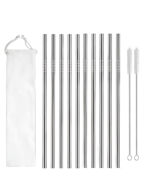 Set popote con limpiador Xtellar de acero con 12 piezas
