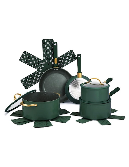 Batería de cocina Thyme & Table de aluminio antiadherente sin PFOA 12 piezas