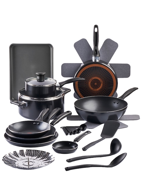 Batería de cocina T-fal Supercook de aluminio antiadherente titanio 22 piezas
