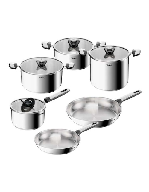 Batería de cocina T-fal Emotion + de acero inoxidable 9 piezas