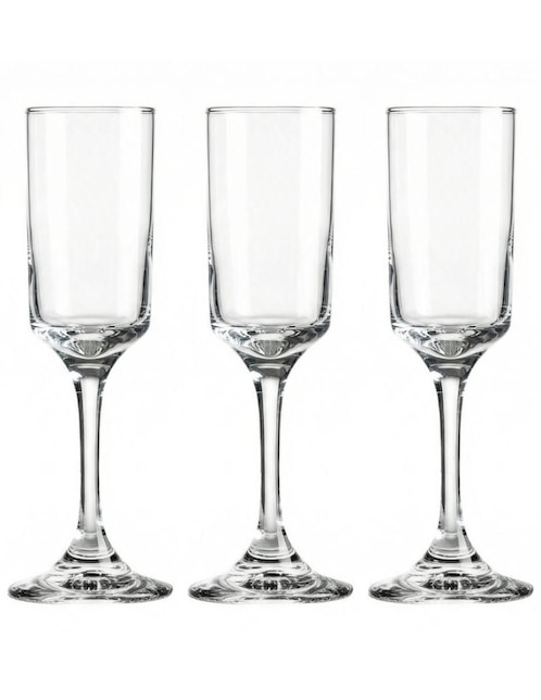 Set de copas flauta Cristar Rio Champaña de cristal 3 piezas
