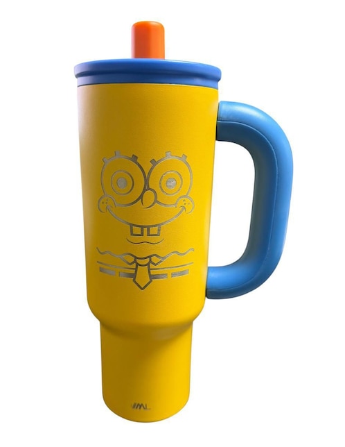 Termo Termomania de acero inoxidable Bob Esponja con tapa rosca 1.2 L