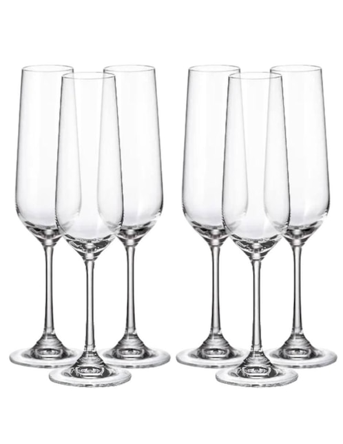 Set de copas para champán Bohemia de vidrio 6 piezas