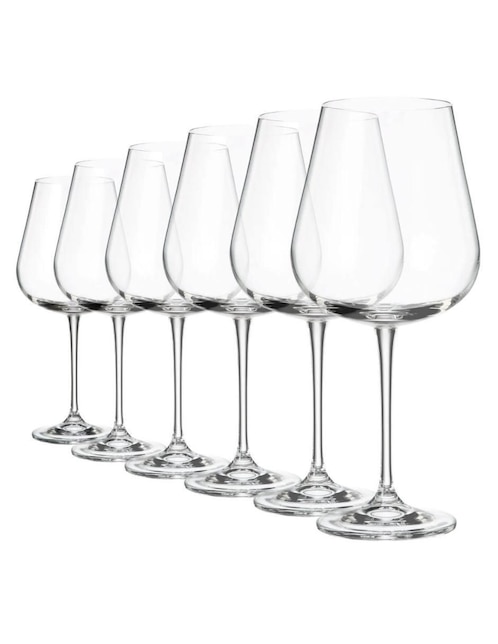 Set de copas para vino Bohemia de vidrio 6 piezas