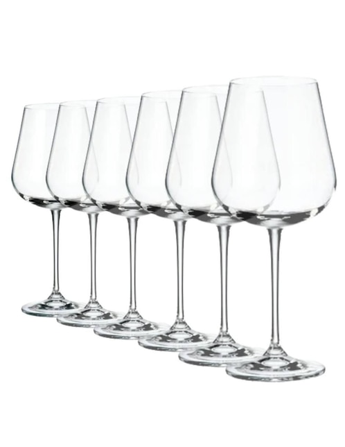 Set de copas para vino Bohemia de vidrio 6 piezas