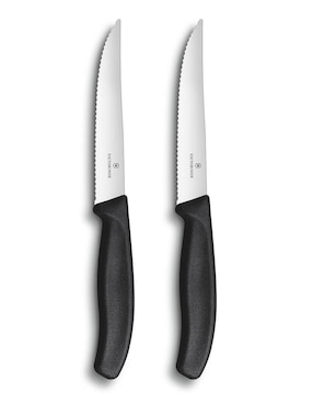 Set De 2 Cuchillos Para Carne Victorinox Acero Inoxidable Negro