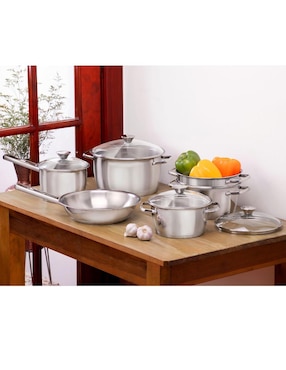 Batería de cocina Tramontina Allegra de acero inoxidable 10 piezas