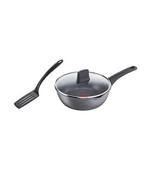 Set De Wok Con Utensilio T-Fal Aluminio Mineralia Force Gris