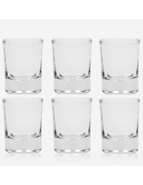 Set de 6 vasos tequileros Haus vidrio 55 Mililitros