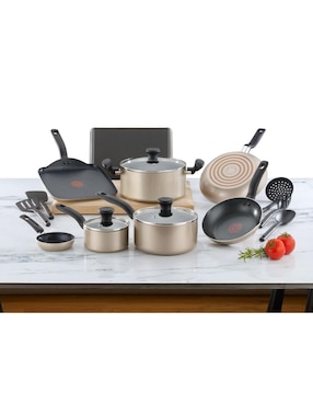 Batería de cocina T-Fal Culinare de aluminio antiadherente titanio 16 piezas