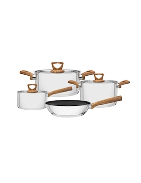 Batería De Cocina 7 Piezas Tramontina Acero Inoxidable Brava