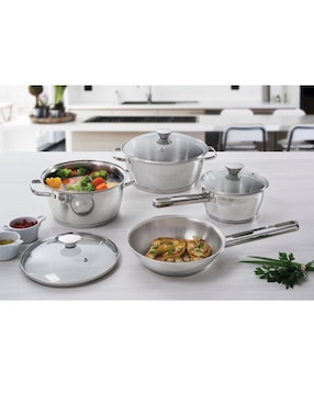 Batería de cocina 7 piezas Tramontina acero Allegra