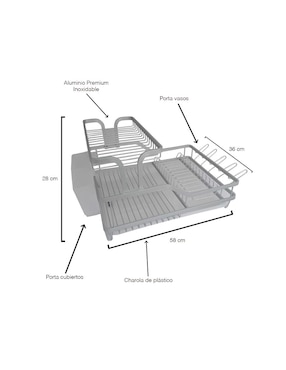 Escurridor de trastes Siglo XXI de aluminio