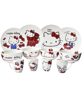 Vajilla Siglo XXI Porcelana Hello Kitty 12 Piezas