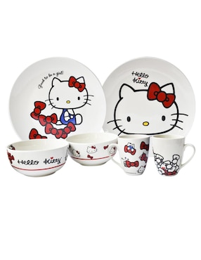 Vajilla cerrada Siglo Xxi hello kitty and friends de porcelana para 4 personas