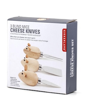 Set de cuchillos para quesos Kikkerland 3 piezas