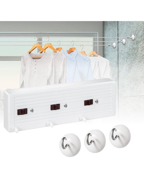 Tendedero de ropa para pared retráctil para interiores y exteriores Tensoline 3 Líneas