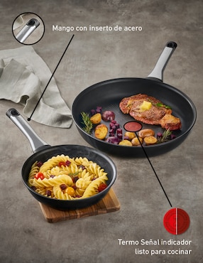 Batería de cocina T-Fal Hard Titanium Pro de aluminio antiadherente titanio 12 piezas