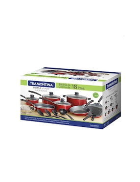 Batería de cocina Tramontina de aluminio antiadherente 18 piezas