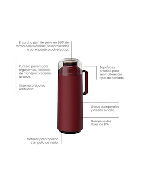 Termo Tramontina de plástico con tapa rosca 1 L
