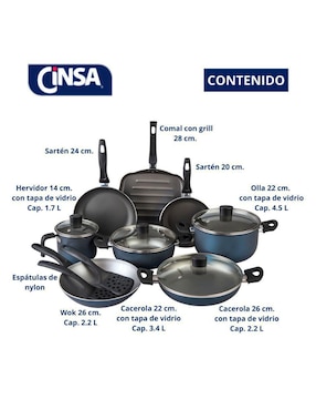 Batería de cocina Cinsa Balance de aluminio antiadherente sin PFOA 14 piezas