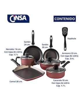 Batería de cocina Cinsa Magnifica de aluminio antiadherente diamante 10 piezas