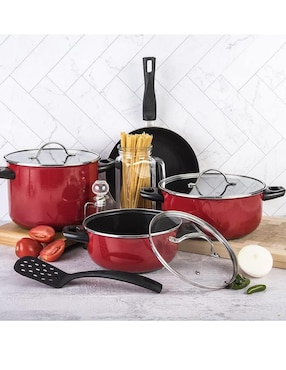 Batería de cocina Cinsa de acero vitrificado antiadherente 8 piezas