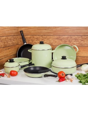 Batería de cocina Cinsa Pontevedra de acero vitrificado antiadherente convencional 11 piezas