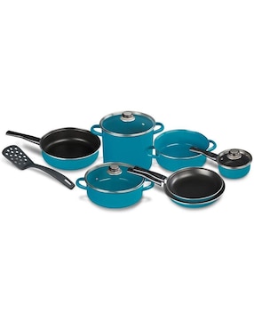Batería de cocina Cinsa Pontevedra de acero vitrificado antiadherente convencional 11 piezas
