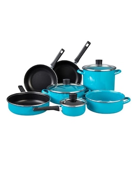 Batería de cocina Cinsa Pontevedra de acero vitrificado antiadherente convencional 11 piezas