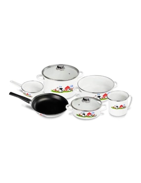 Batería de cocina Cinsa Terranova de acero vitrificado antiadherente 8 piezas