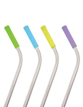 Popote Starfrit de acero y silicón con 4 piezas