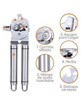 Abrelatas manual Bazzeff de acero inoxidable