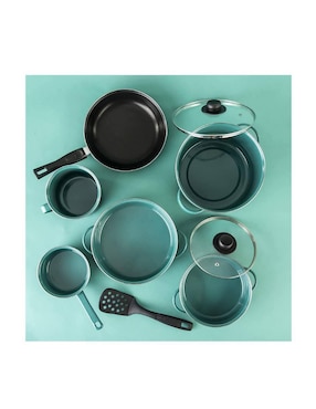 Batería de cocina Cinsa Terranova Milan de acero vitrificado 9 piezas