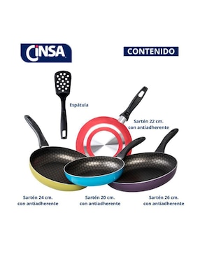 Set de sartenes Cinsa Circus de aluminio 5 piezas
