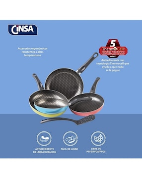 Set de sartenes Cinsa Circus de aluminio 5 piezas