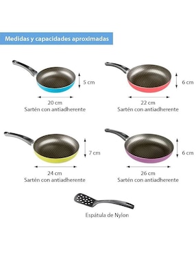 Set de sartenes Cinsa Circus de aluminio 5 piezas