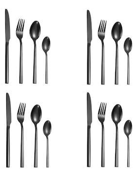 Set Cubiertos Ellegance Houseware Minimalista De Acero Inoxidable 16 Piezas