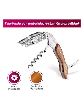 Set de Sacacorchos en forma de T Vituzzi de acero inoxidable