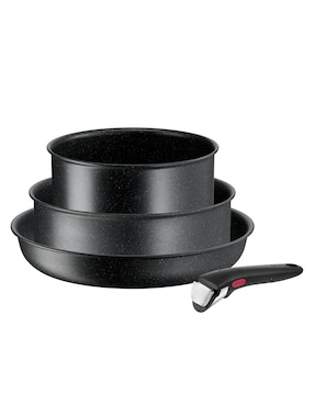Batería de cocina T-Fal de aluminio antiadherente minerales naturales 3 piezas