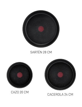 Batería de cocina T-Fal de aluminio antiadherente minerales naturales 3 piezas