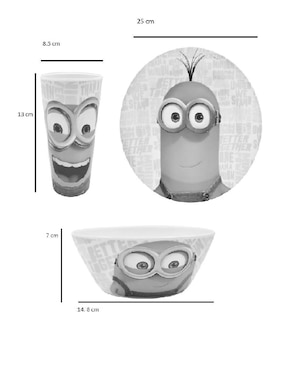Vajilla cerrada Siglo Xxi minions de bambú para 4 personas