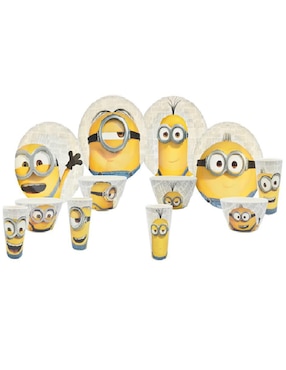 Vajilla cerrada Siglo Xxi minions de bambú para 4 personas