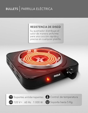 Parrilla eléctrica Rca RC1000N de acero inoxidable