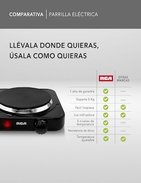 Parrilla eléctrica Rca RC1000N de acero inoxidable