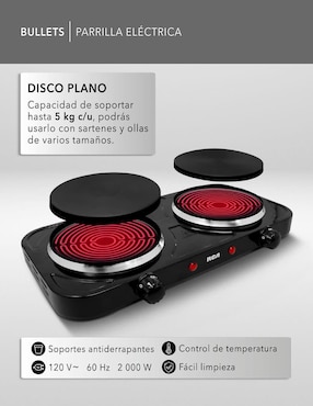Parrilla eléctrica Rca RC2000N de acero inoxidable