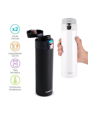 Termo Redlemon de acero inoxidable con tapa flip top