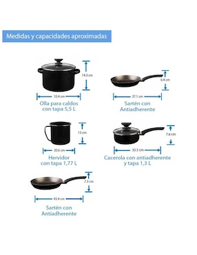 Batería de cocina Cinsa Florida de aluminio antiadherente thermocell 8 piezas